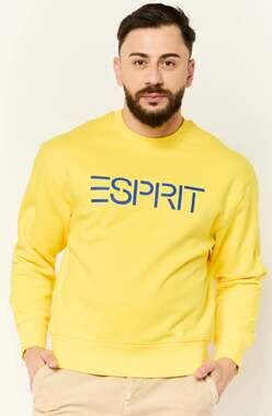 Esprit Crewneck Sweatshirt Yellow Blue Logo Print Mens Medium Retro 90s Colorful